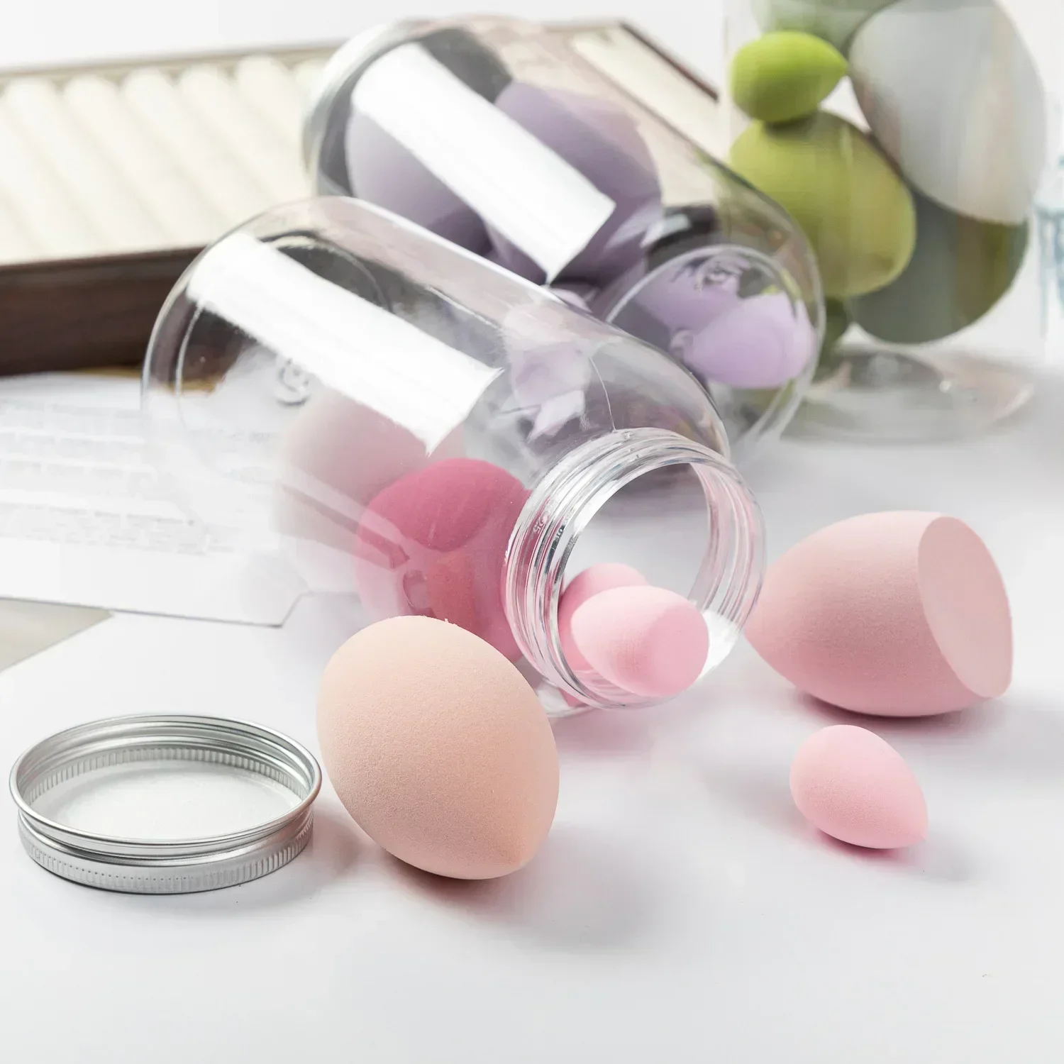 12/14 pçs esponja de maquiagem cosméticos puff fundação esponjas liquidificador beleza ovo pó puffs compõem acessórios ferramentas de maquiagem feminina