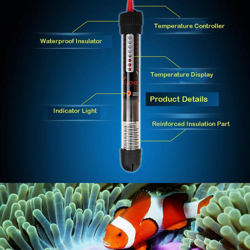 110v-220v yuge ajustável temperatura termostato aquecedor haste 25w/50w/100w/200w/300w submersível aquário tanque de peixes água calor