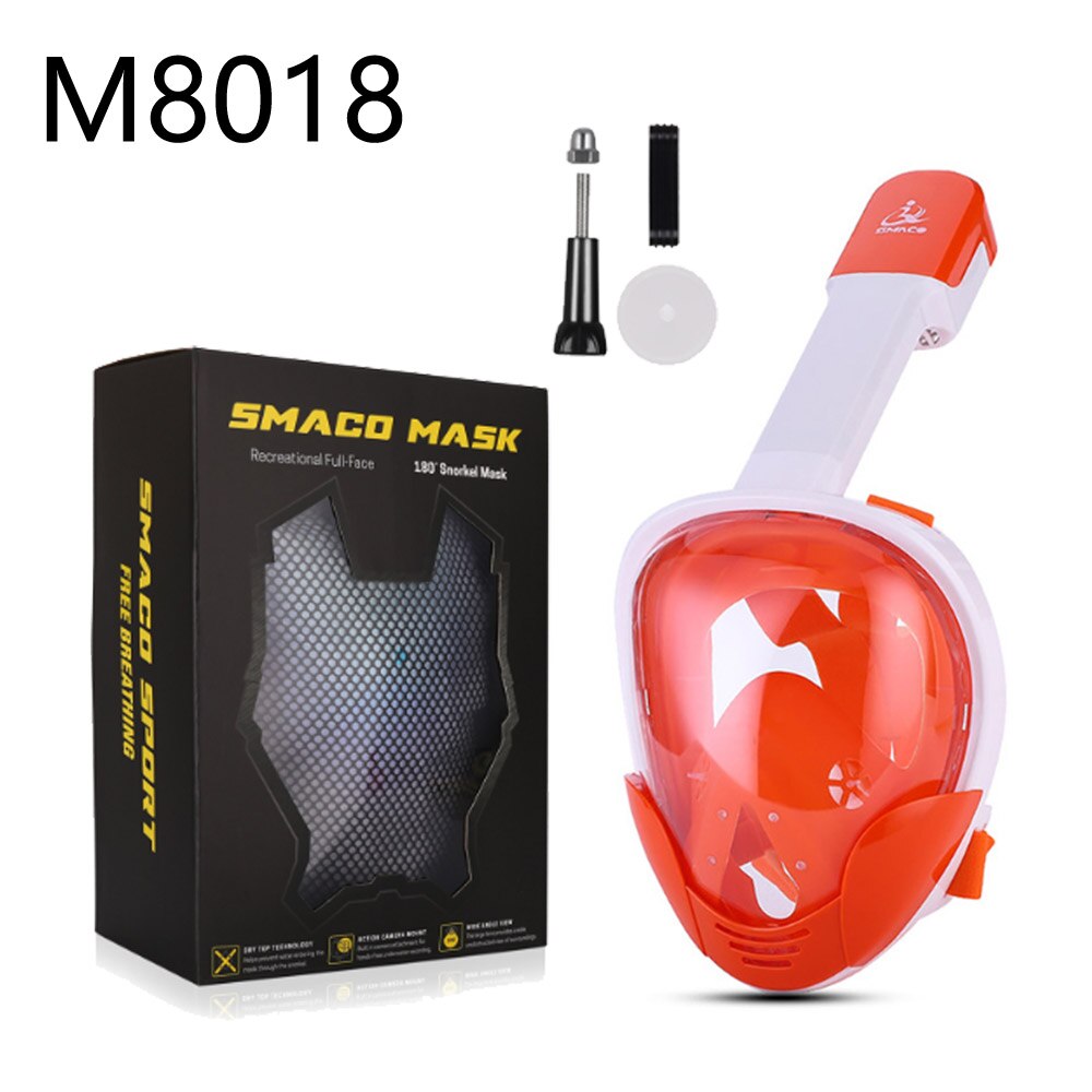 Full Snorkeling Mask Underwater Swimming Mask Scuba Diving Mask Motion Sports Camera M8018: M8018 Orange / L/XL