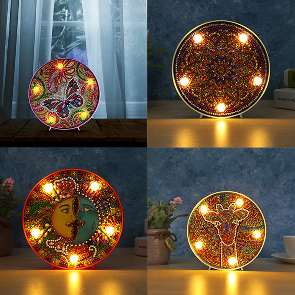 Diamant Malerei LED Lampe Licht Mandala 5D Diamant Stickerei Landschaft Strass DIY Diamant Weihnachten Halloween