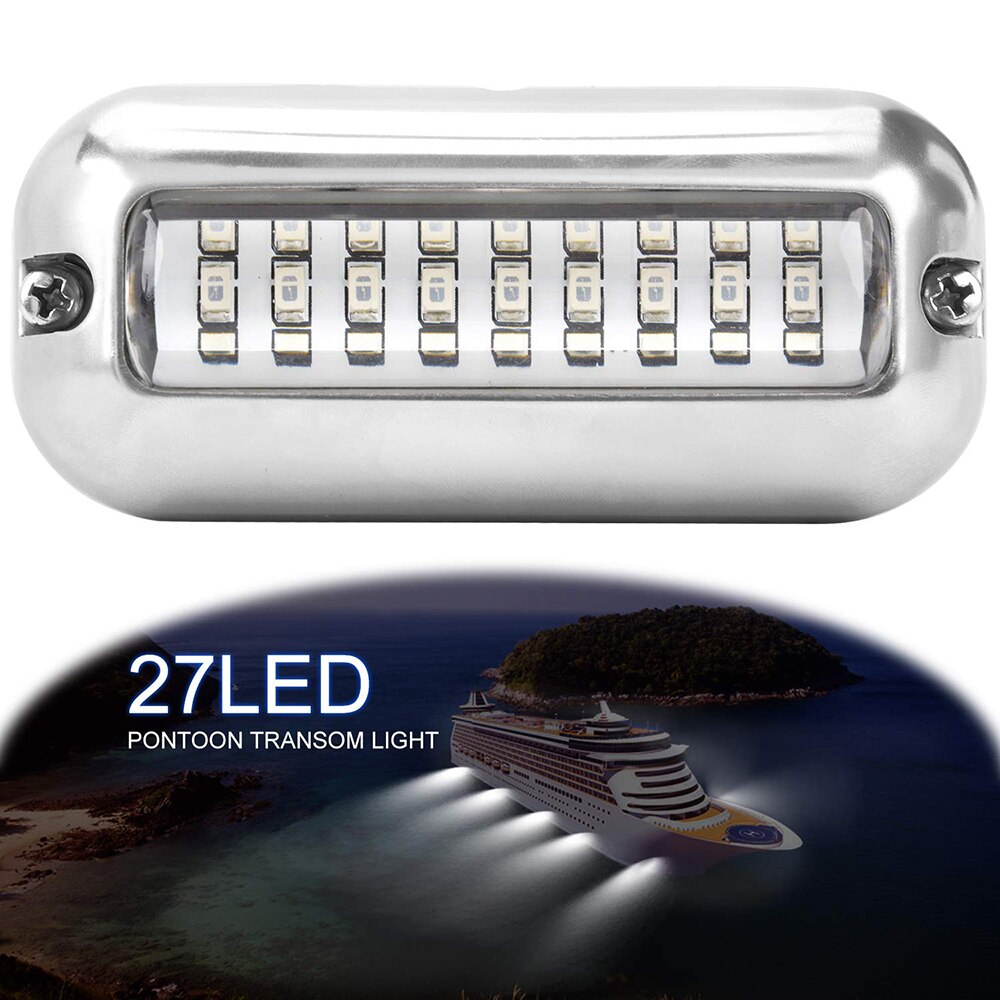 Båtlampa 12v 27 led lockbete natt fiskesökarlampa ljus shads fiske led båtfiske djupt under vattnet  ip68 50w ljus: Vit