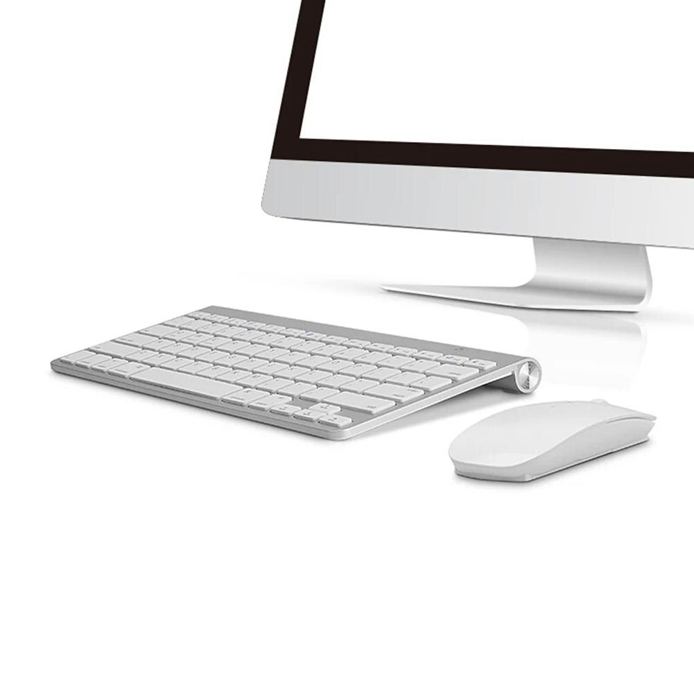 2.4GHz Multimedia Buttons Ergonomic Combo Mini Home Keyboard Mouse Set Wireless Ultra Thin Gaming Optical Non Slip Sensitive: Silver