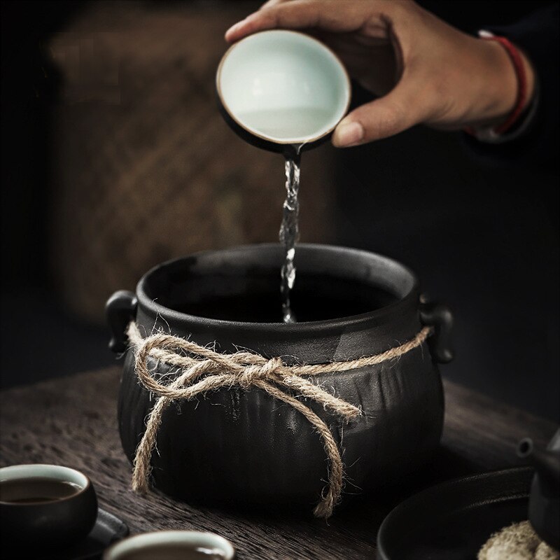 Thee Wassen Chinese Thee Set Thee Beker Wassen Gewassen Thee Kom Multifunctionele Asbak Bloempot Keramische Accessoires Theeceremonie Zwart