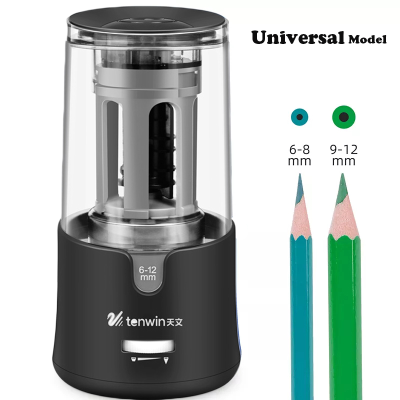 Sacapuntas eléctrico automático grande, papelería de alta resistencia para lápices de colores, USB mecánico para niños y artistas: 8038 Black