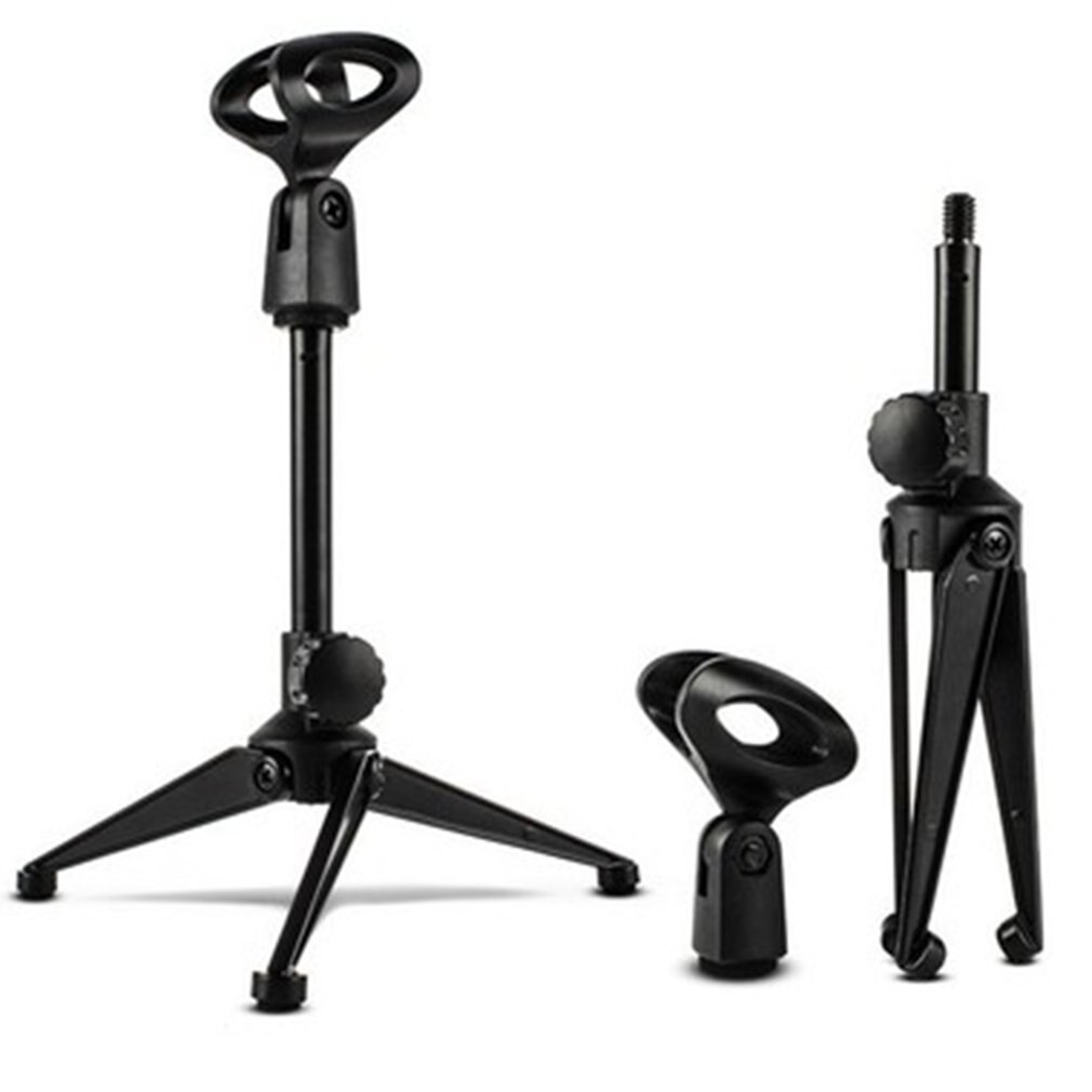 1Pcs Portable Metal Microphone Stand Desktop Tripod Stand Wired Wireless Microphone Stand Desktop
