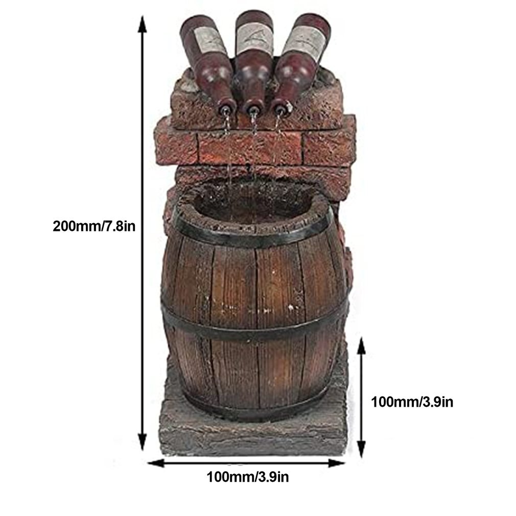 Bouteille de vin et tonneau en résine, fontaine d&#39;eau extérieure, Sculpture, tonneau en bois rustique, fontaine d&#39;eau pour jardin Patio