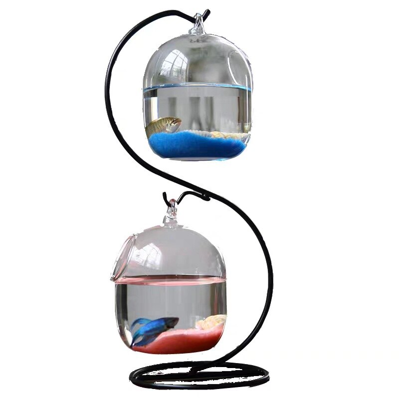 Bouteille en verre Transparent suspendu à Double pont pour Aquarium, bouteille d&#39;infusion pour plantes et fleurs, Vase de fleurs, décoration