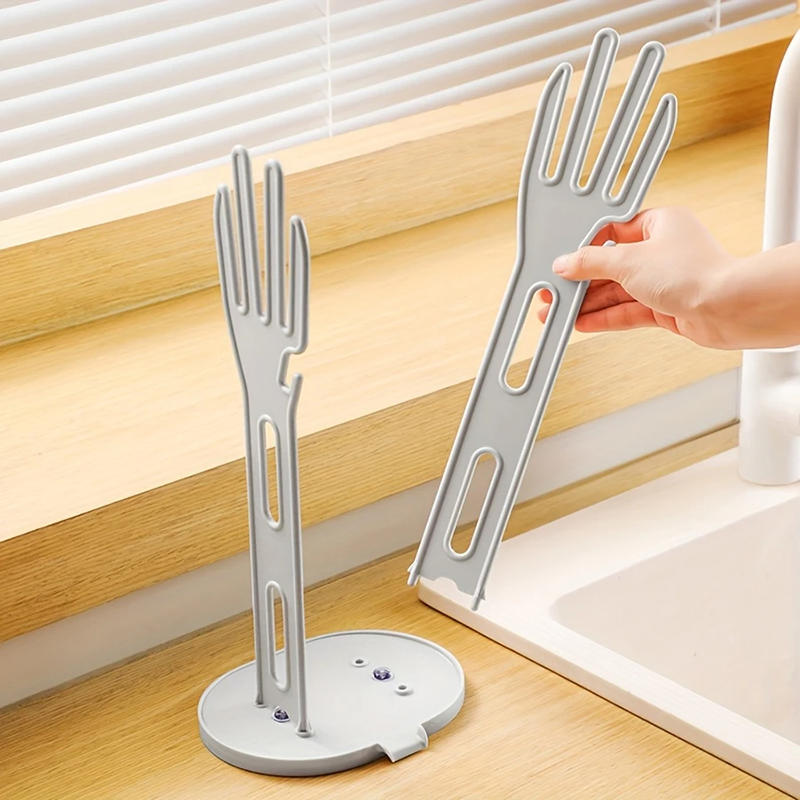 Een droogrek voor rubberen keukenhandschoenen, een handschoenhouder en een droogrek voor handdoeken in de keuken en badkamer