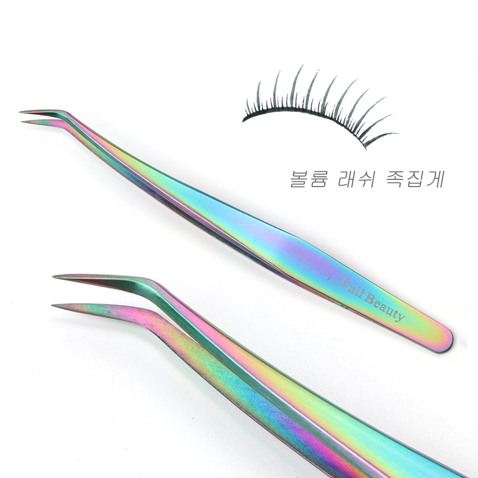 4 rodzaje prostych, zakrzywionych, tęczowych pęustawić robić przedłużania rzęs, makijażu, manicure, precyzyjnego wybierania, profesjonalnej pęsety robić brwi, fbt 1-4
