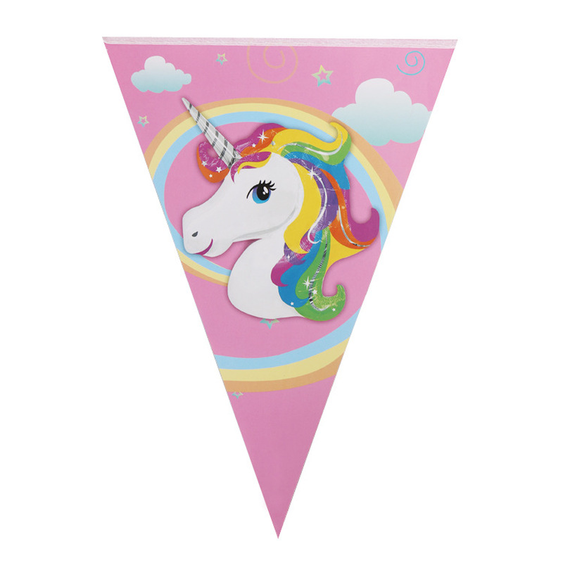 1st Unicorn Birthday Paper Banners Happy Birthday Party Decorations Kids Unicorn Party Hanging Garland Flag Baby Shower Supplies