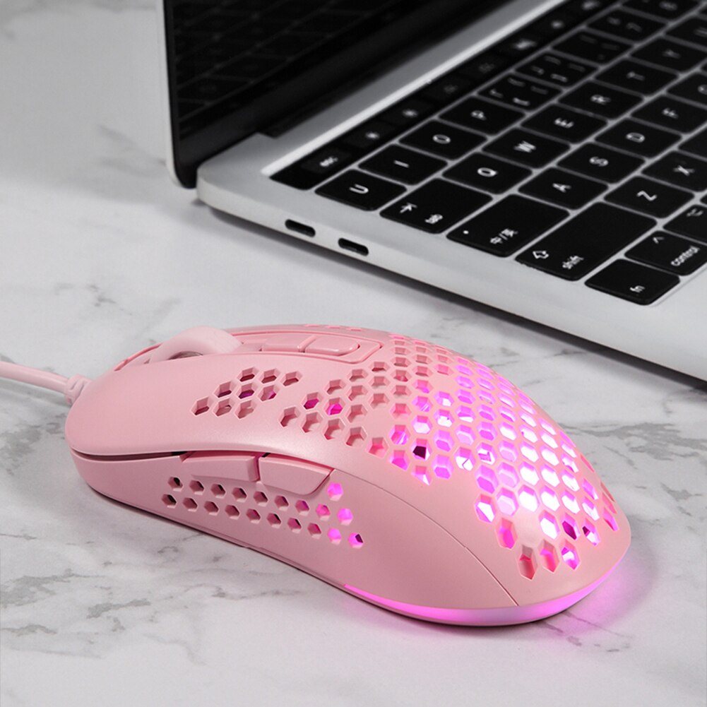 VODOOL 383 Gaming Mouse PAW704 Chip Lightweight Hollow Honeycomb Hole RGB Backlight USB Wired Optical Mice for Computer