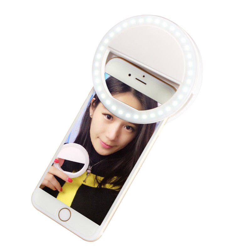 Flash LED portátil Luz de relleno Selfie lámpara luminosa teléfono anillo Cámara fotografía para iPhone 6 6S 7 8 Plus X Xiaomi Huawei