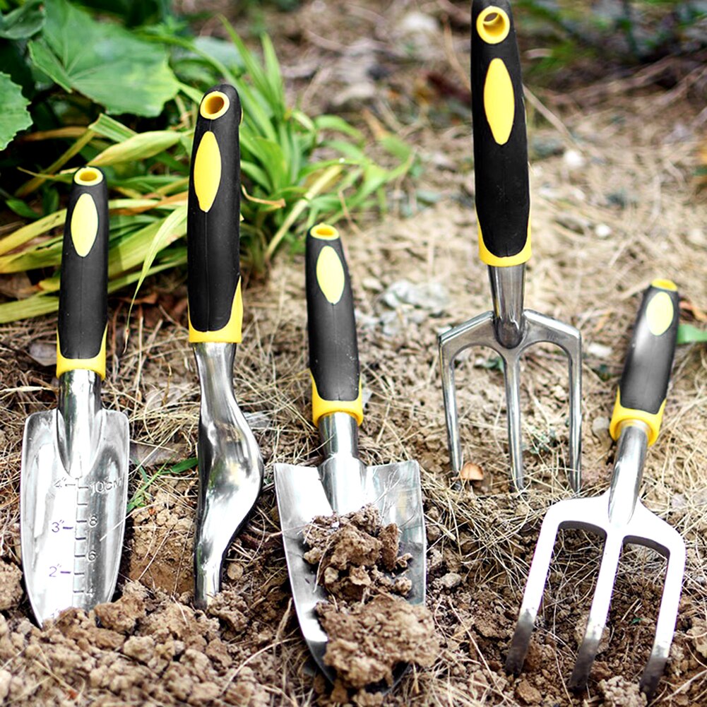 6 Piece Gardening Tools Set Including Trowel Transplanted Cultivator Weeder Weeding Fork Garden Tools with Heavy Duty Cast-al