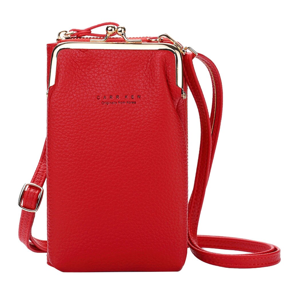 PU Large Capacity Cellphone Bag Female Daily Use Shoulder Bags Women Leather Card Crossbody Messenger Bag Ladies Purse: Red