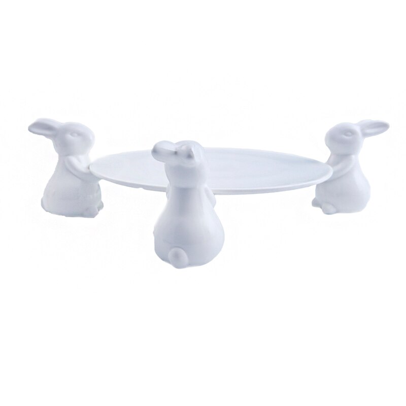 Plato de cena de cerámica para 3 conejos, soporte de postre de boda, plato de postre para el hogar, plato de pastelería, vajilla para restaurante y Hotel