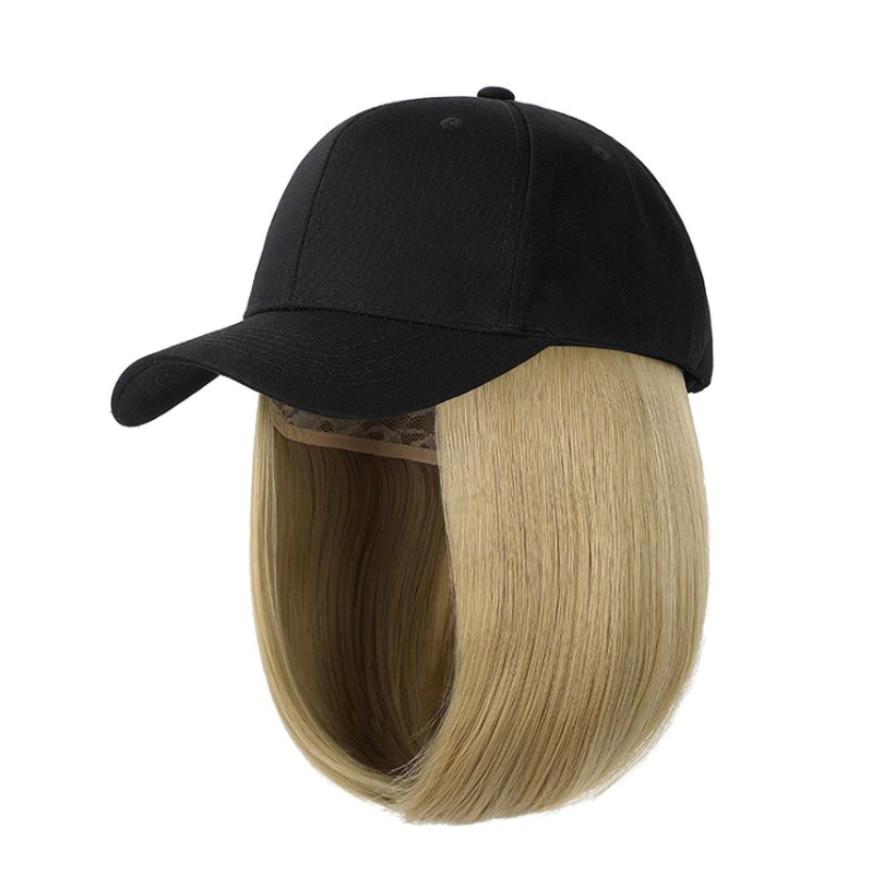 YLWHJJ Wig hat all-in-one female peaked cap short hair bob head trendy shade wig warm cap women