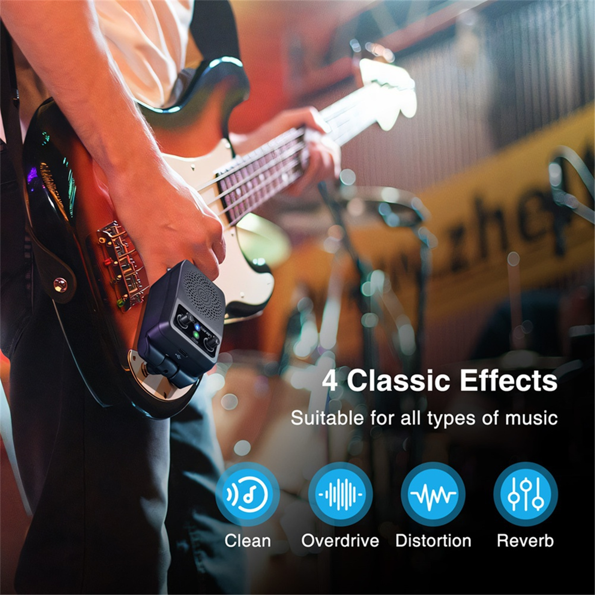 Mini Elektrische Gitaar Amp 5W Draagbare Gitaar Amp Bluetooth Ingebouwde 4 Effecten Oplaadbare Kleine Gitaarversterker Voor De Praktijk