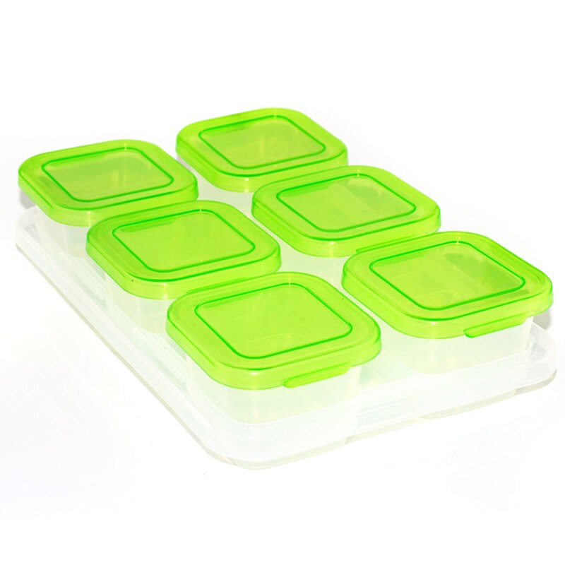 Small Grid Dessert Fruit Separate Storage Frozen Box Complementary Food Box Fresh-keeping Box Baby food supplement storage box: 06 Green  6