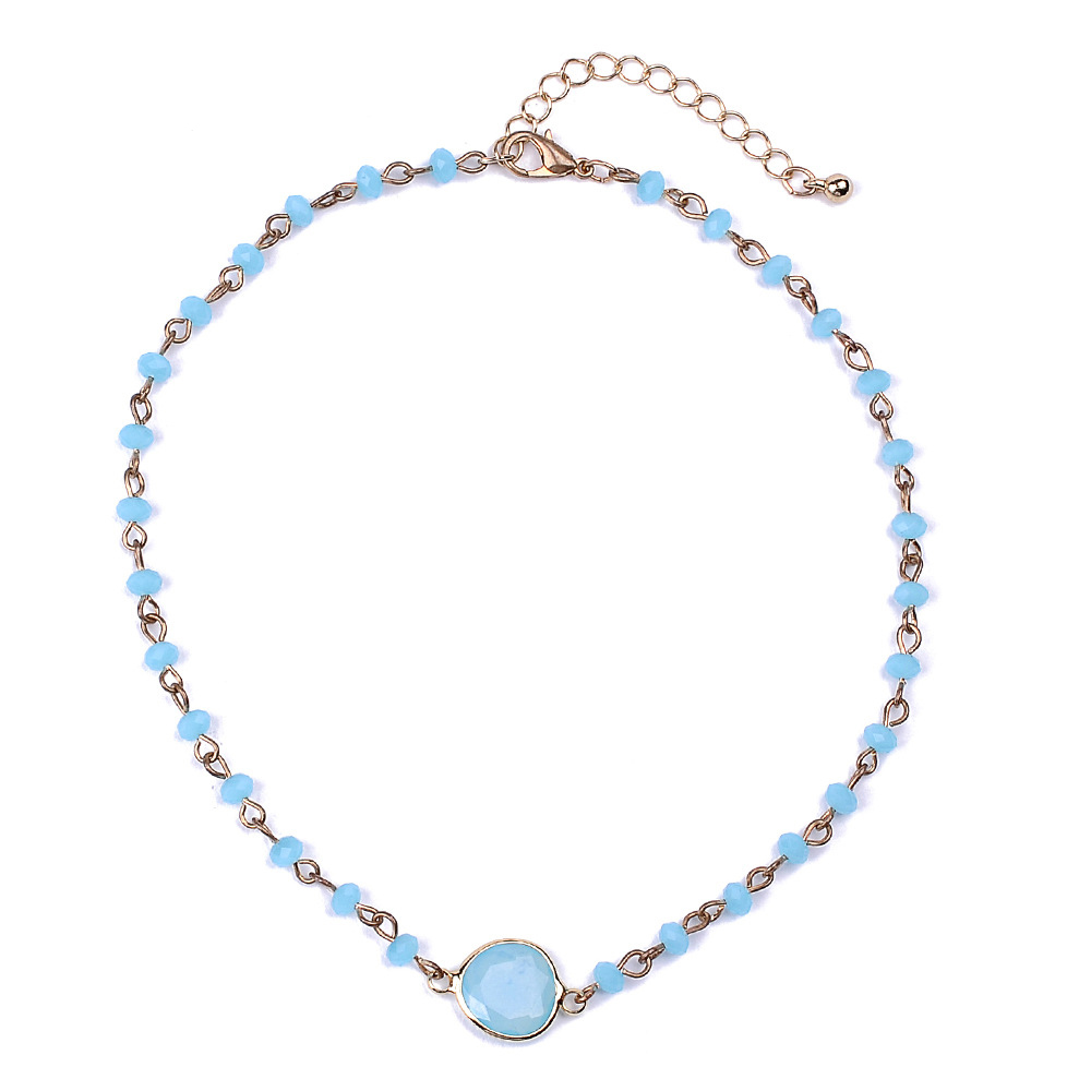 Grün Lila Blau Farbe Schlüsselbein Kette Halsband Halskette Gold Kette Kristall Halskette Natürliche Stein Halsketten Mit Perlen