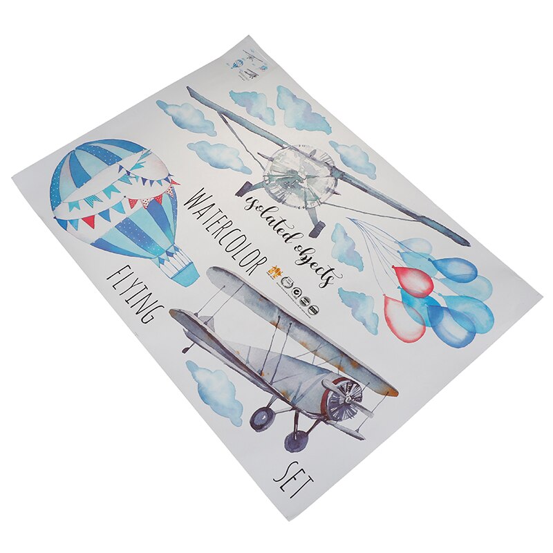 Aquarel Vliegtuig Air Balloon Muursticker Kids Baby Kamers Home Decoratie Pvc Mural Decals Nursery Stickers Behang