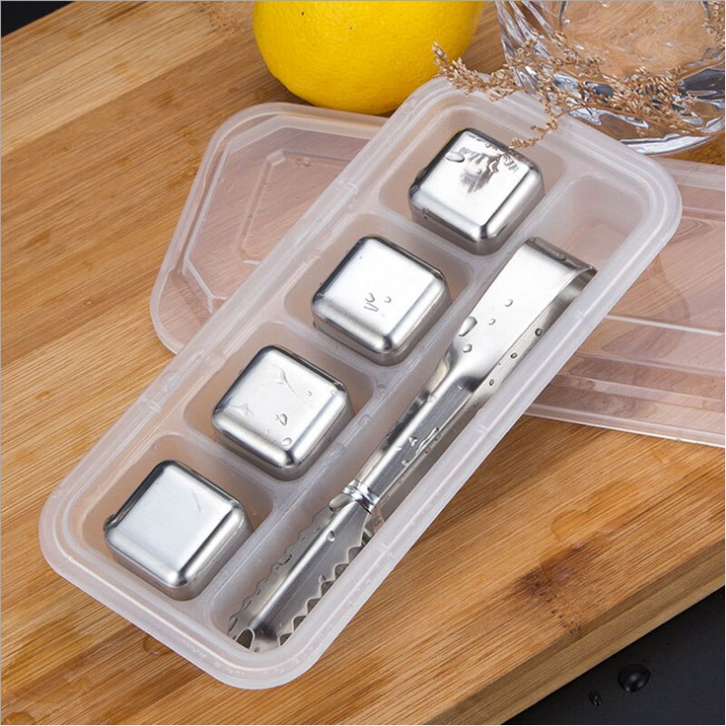 Cubitos de hielo de acero inoxidable enfriadores de vino enfriador reutilizable de Metal para café, bebida, whisky, mantener frío más tiempo, juego de Bar para vinos: 2