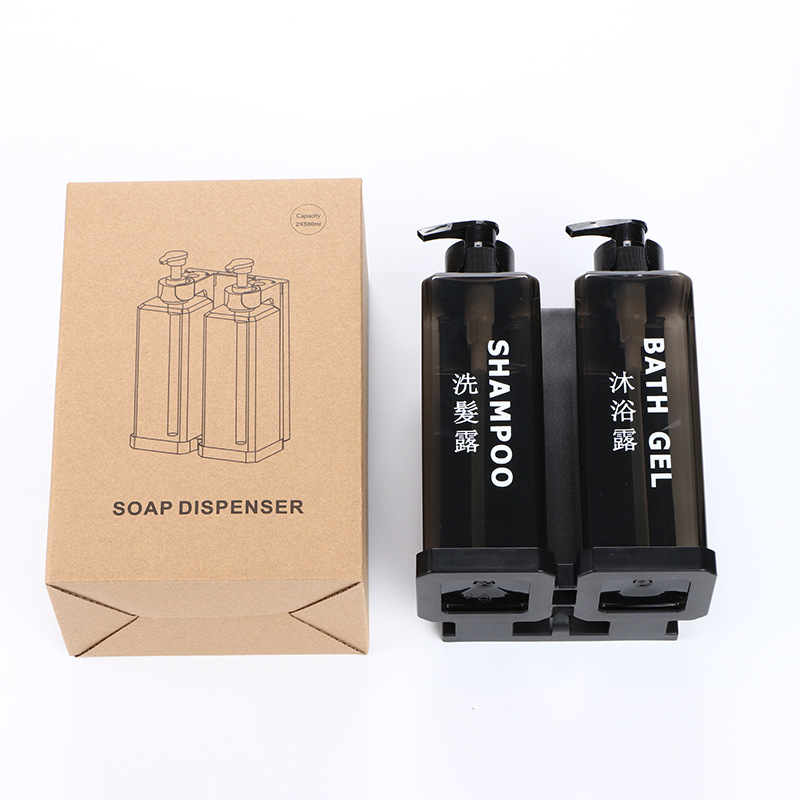 Hotel Shampoo and Shower Gel Separate Bottles Wall Mounted No Punching Hand Sanitizer Boxes Wall Mounted Manual Soap Dispensers