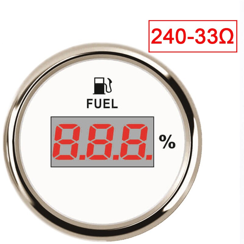 52mm Auto Digital Fuel Level Gauge LCD Waterproof Marine Car 240~33 ohm /0~190 ohm Oil Meter boat motorcycle fuel indicator: WS-240-33 ohm