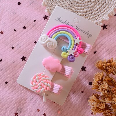 Koreaanse kinderen super leuke lolly regenboog haar clip meisje baby kleur haar clip pony kleine clip haar accessoires: D