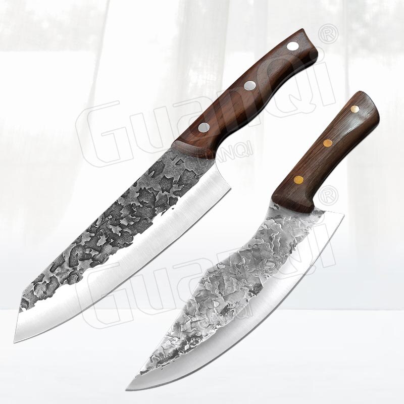 Küche Messer Set Cleaver Messer Utility Kochmesser Fleisch Cleaver Gemüse Schneiden Messer High Carbon Stahl Boning Messer: 2PCS without cover