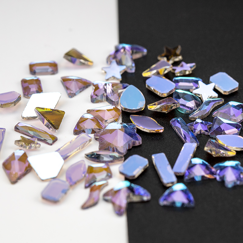 VDD 100 stuks glas nail art steentjes plaksteen strass glitter kristal strass gemengde vorm diamant glanzende doe-het-zelf ambachten decoratie