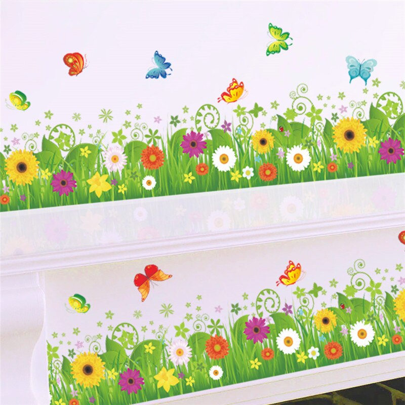 Kleurrijke Bloem Bloemen Vliegende Vlinder Muursticker Bos Tuin Woondecoratie Muurschildering Decal Woonkamer Slaapkamer Interieur
