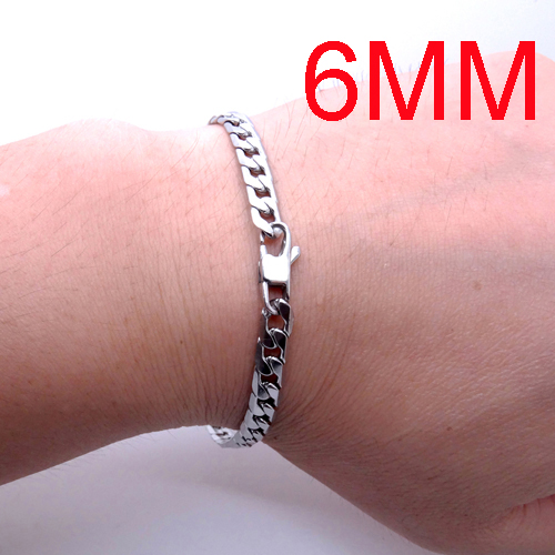100% Roestvrij Stalen Armband 6/8/12 Mm Breedte Curb Chain 8 Inch Zilver/Goud Kleur Armband Voor Mannelijke mannen/Vrouwen: VERMEIL