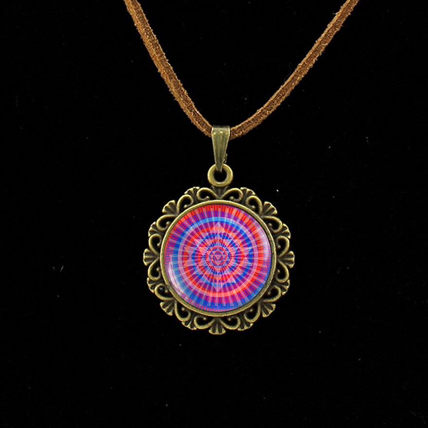 Retro Om Lederen Ketting Mandala Bloem Hanger India Choker Verklaring Kettingen Chakra Zen Yoga Vriendschap Sieraden L 214