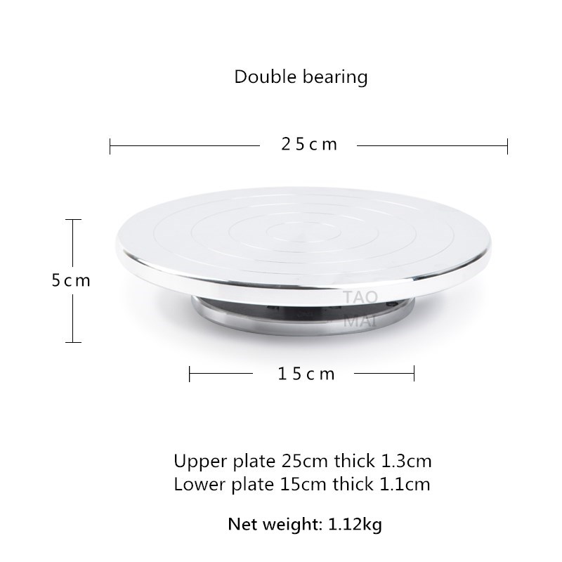 Pottery Aluminum Alloy Double-sided Turntable Sculpture Pottery Clay Handmade Model Platform Pottery Wheel Modeling Turntable: 25 cm Double bearing
