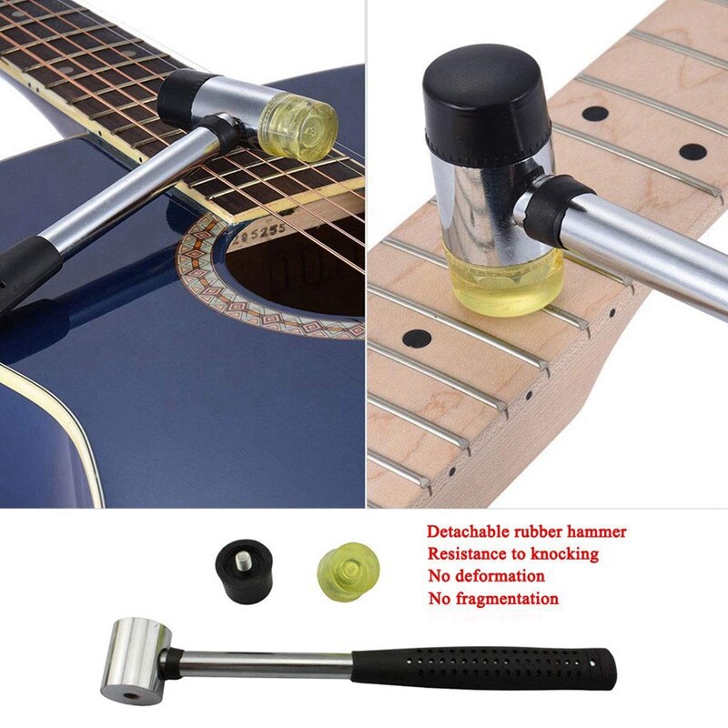 La trousse à outils de Luthier de guitare comprend le marteau en caoutchouc de Fret, le fichier de couronnement de Fret de guitare, le nivellement de bascule de Fret, les gardes de touche de 2 pièces Pr