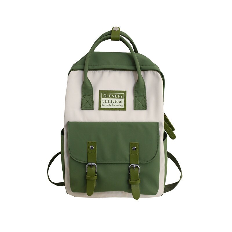 DIGERUI – sac à dos en Nylon pour femmes, couleur bonbon, sacs d'école imperméables pour adolescentes, sac à dos en Patchwork, Mochila: dark green