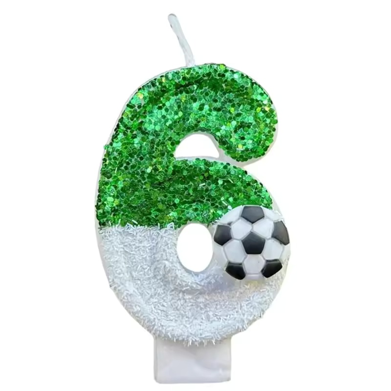 0-9 nummer verjaardagskaarsen originele twee kleuren geleidelijke verandering voetbalstijl verjaardagstaart digitale feestkaarsen decoratie: Licht Geel