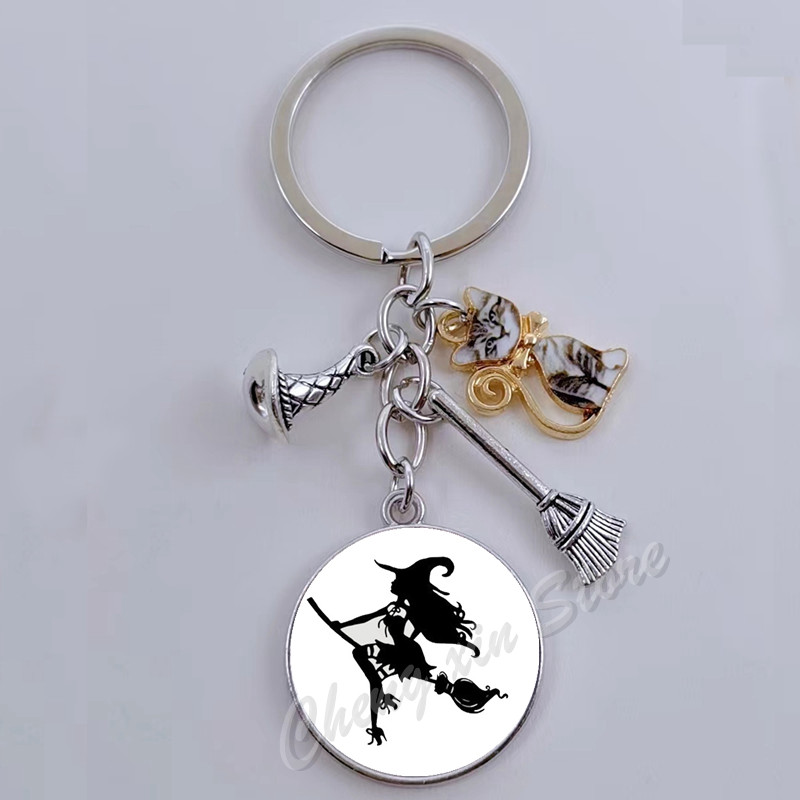 Llavero con estampado de bruja gótica, cabujón de cristal, cartera para de halloween, el mejor: Caqui