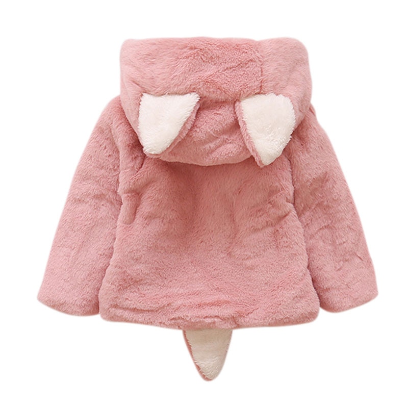 Baby Girl Hoodie Coats Winter Children Kids Warm Cotton Blend Clothes Cute Ears Infant Toddler Jacket Outerwear Clothing 0-3T