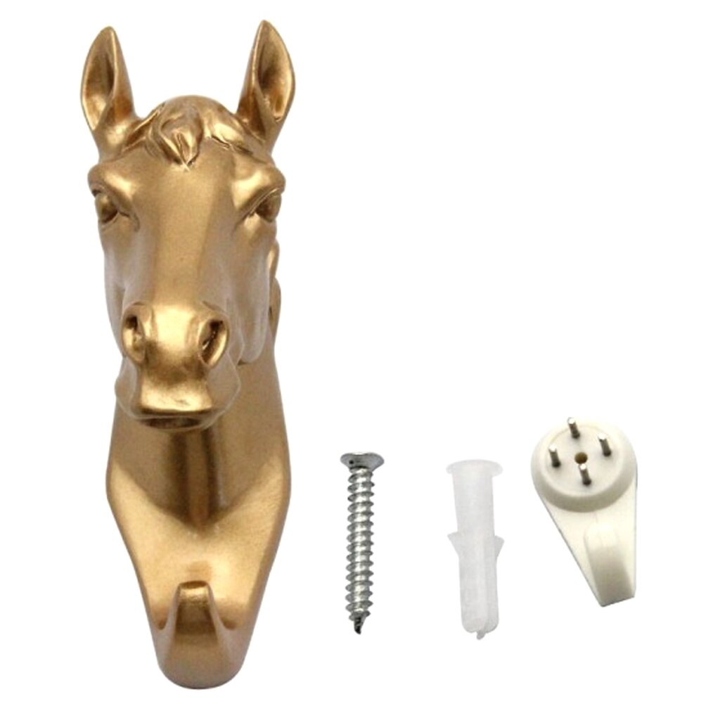 Resina animal cabeça gancho gancho titular rack de montagem na parede decoração para casa ouro