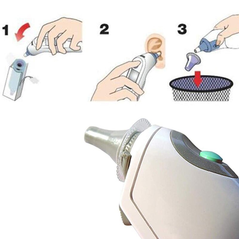 Termómetro de oído desechable 20 piezas, cubiertas de orejera, lente de repuesto, máquina de sonda Universal, tapa, jeringa para el cuidado de la salud del bebé