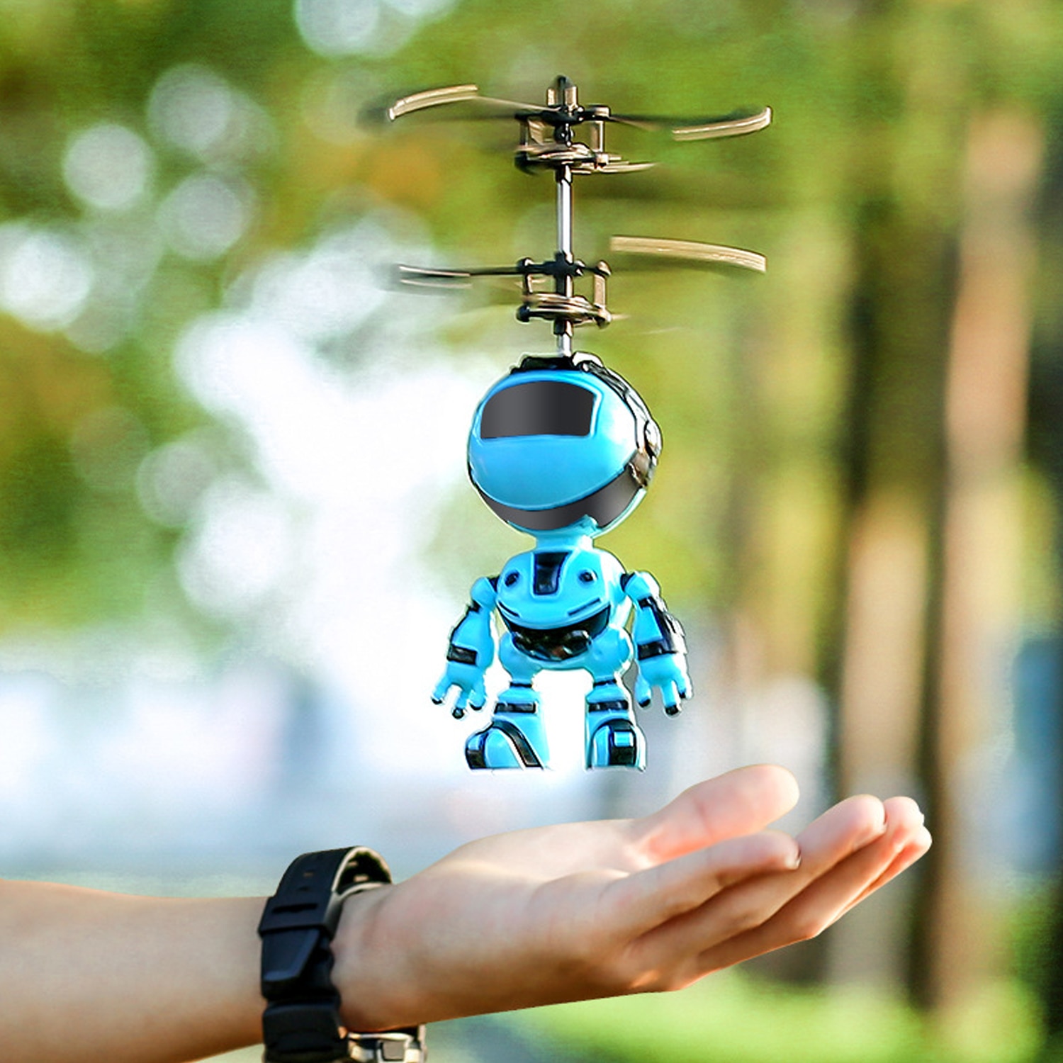 Funny Robot Style Mini Infrared Induction Flying Ball Aircraft Helicopter Toy with LED Light for Boys Girls Teenagers