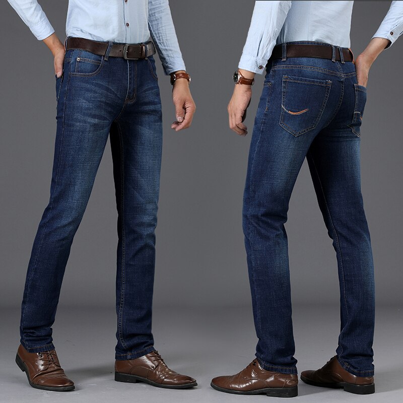 Sulee merk heren skinny jeans stretch klassieke blauwe slanke merk jeans heren broeken plus maat 38 40