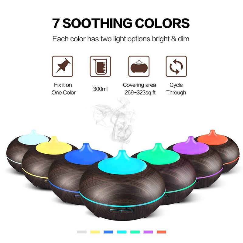 Kbaybo Etherische Olie Aroma Diffuser Ultrasone Luchtbevochtiger Koele Mist Maker Aromatherapie Airconditioning Fogger Voor Thuis 300Ml