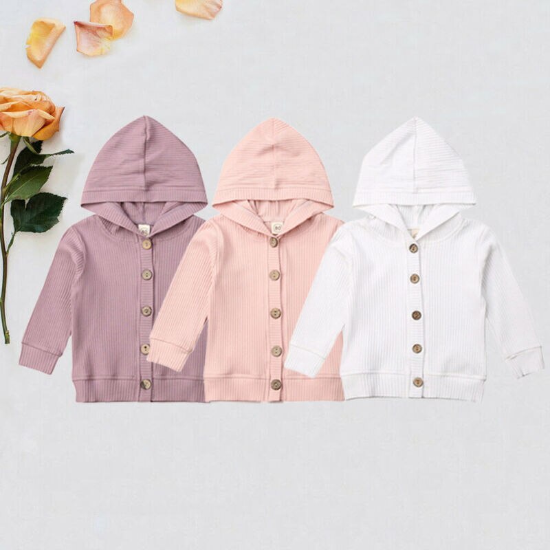 Goocheer – manteau tricoté à capuche et manches longues pour bébé fille, veste d'extérieur en coton, à la , automne