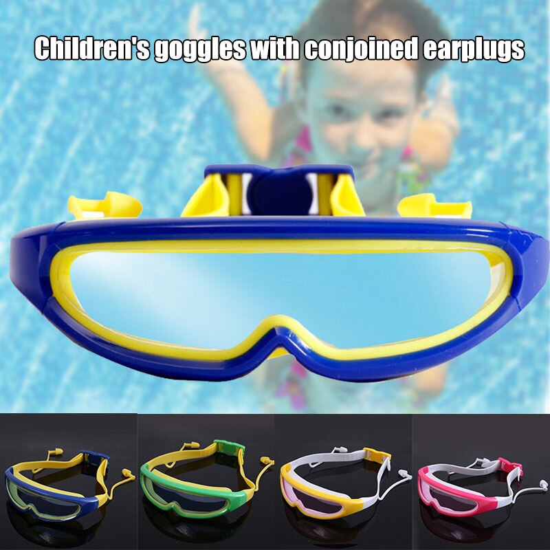 Kinderen Grote Frame Bril Waterdicht Anti-Fog Kinderen Zwemmen Bril Met Siamese Oordopjes