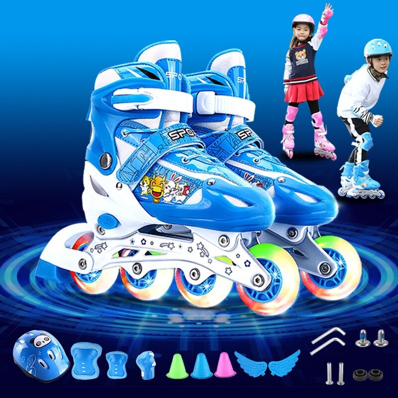 Patines ajustables de 4 ruedas para niños y niñas, patines en línea de PVC para principiantes, de Año ,