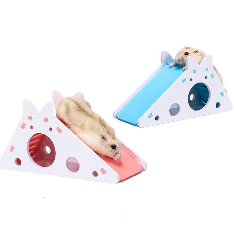 Tobogán de hámster ensamblado, juguete de conejillo de indias, oso dorado, casa de hámster colorida de madera, jaula para mascotas pequeñas, accesorios para hámster
