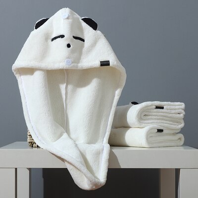 Hair Towel Wrap Turban Microfiber Drying Bath Shower Head Towel with Buttons, Quick Magic Dryer, Dry Hair Hat, Wrapped Bath Cap: 2
