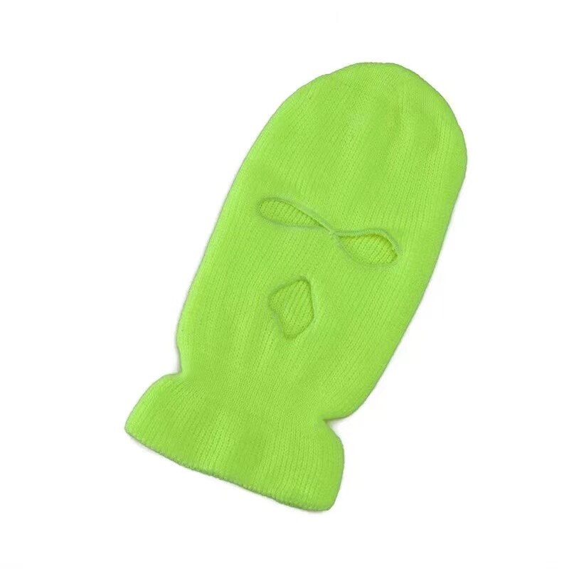 Pasamontañas de punto para invierno, máscara facial completa para deportes al aire libre, gorro de punto CS DE 3 agujeros: Fluorescent yellow